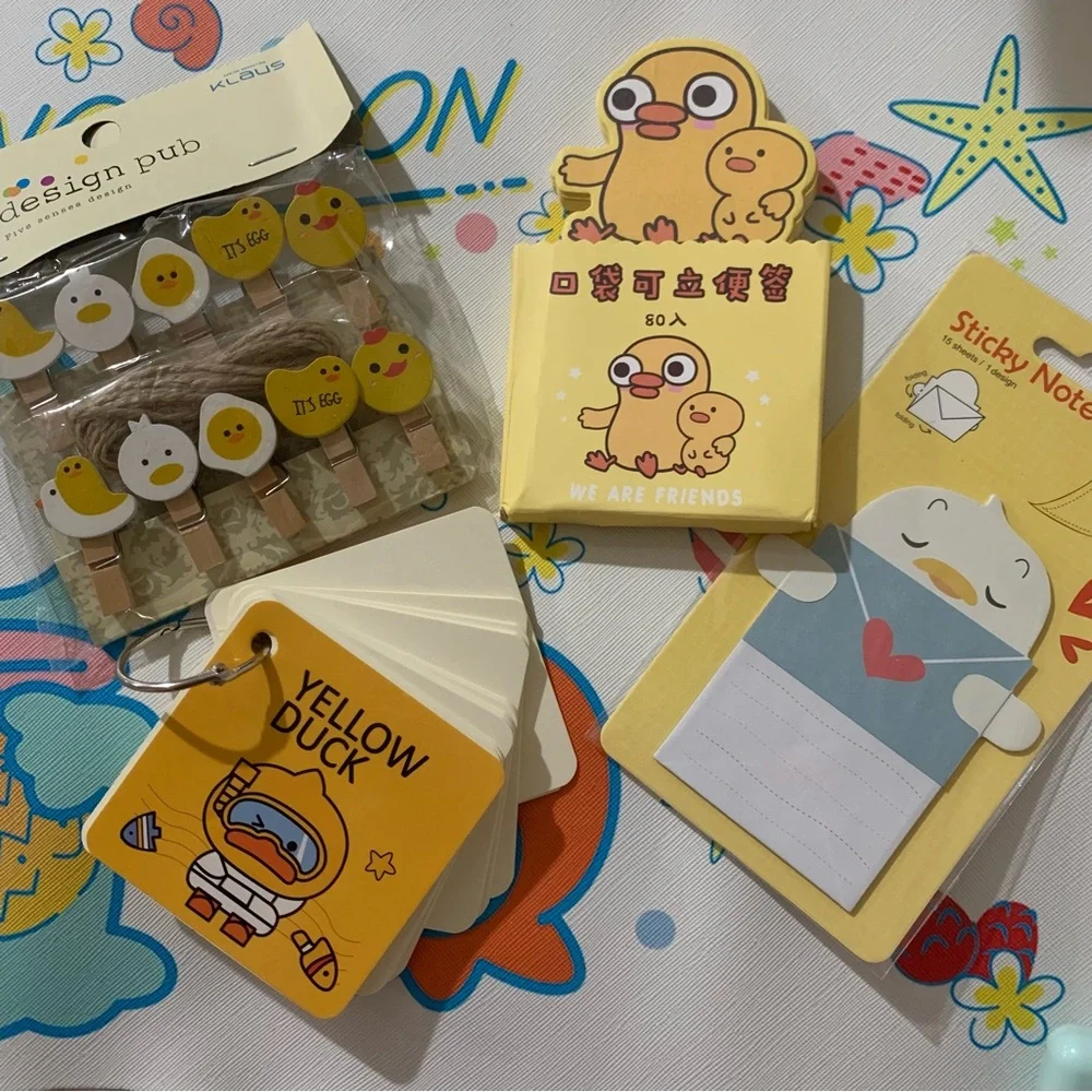 Yellow Duck and Chicken Themed Stationery Set
